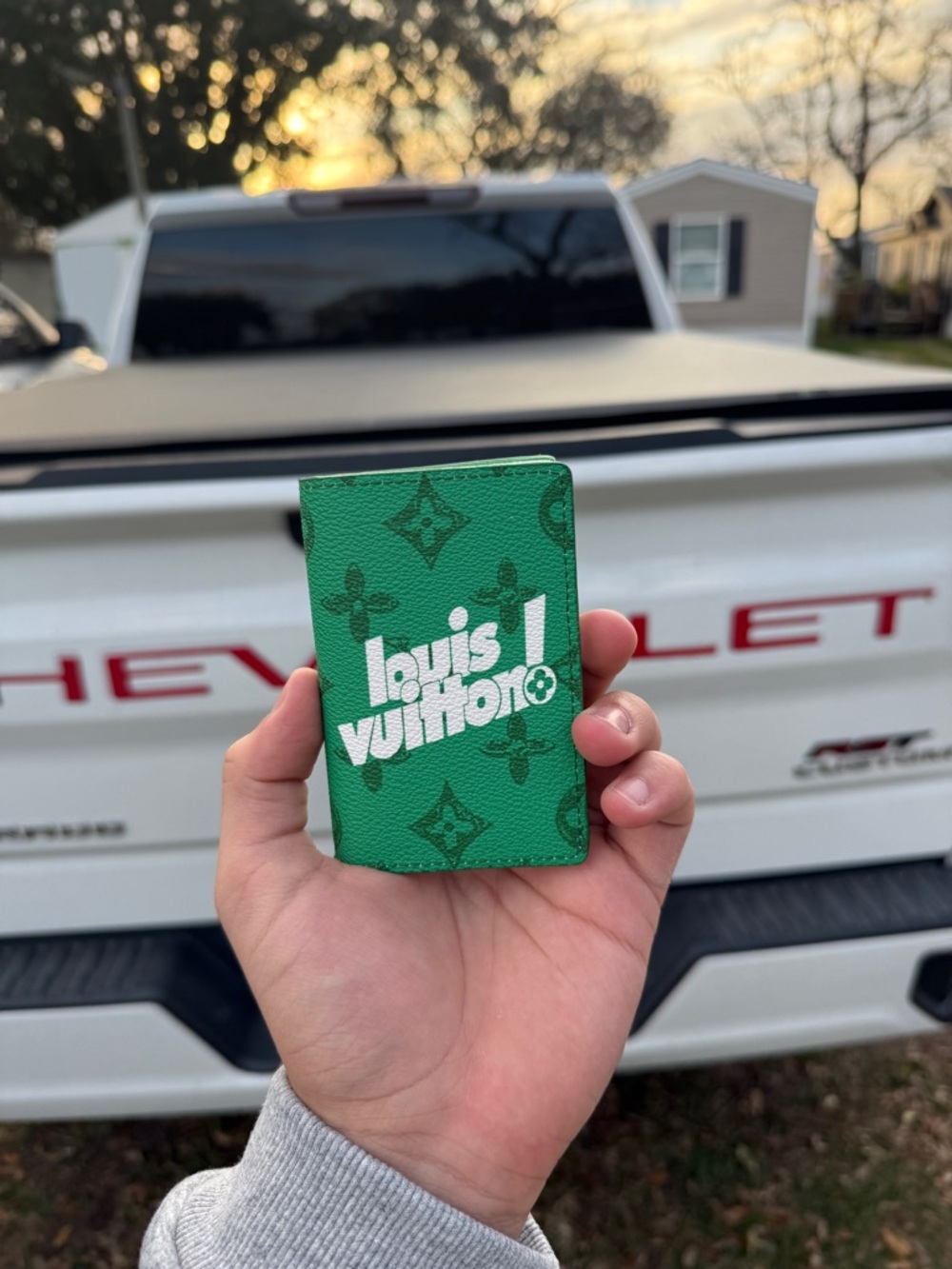 Louis Vuitton Green Monogram Money Clip Card Holder
